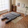 Floor Couch, Compression Sofa, Convertible Floor Sofa Bed & Pillow Back Support Armrest - Dark Gray - Image 9