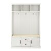 Hall Tree With 3 Hooks, Coat Hanger, Entryway Bench, Storage Bench, 3 In 1 Design, For Entrance, Hallway White - White - Image 11