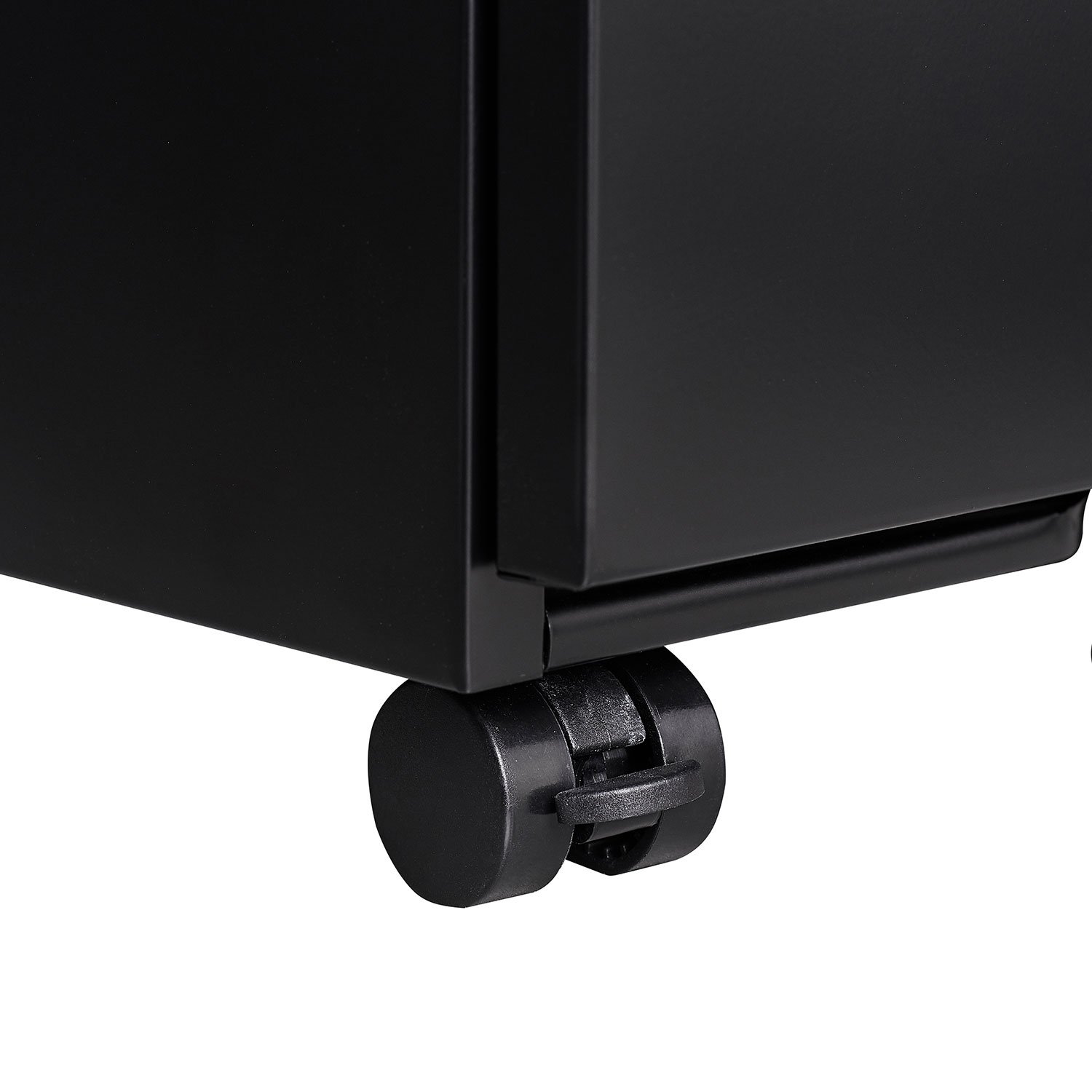 Contemporary 3 Drawer Mobile Filing Cabinet With Lock, Metal Office Storage For Legal / Letter Size - Black - Image 10