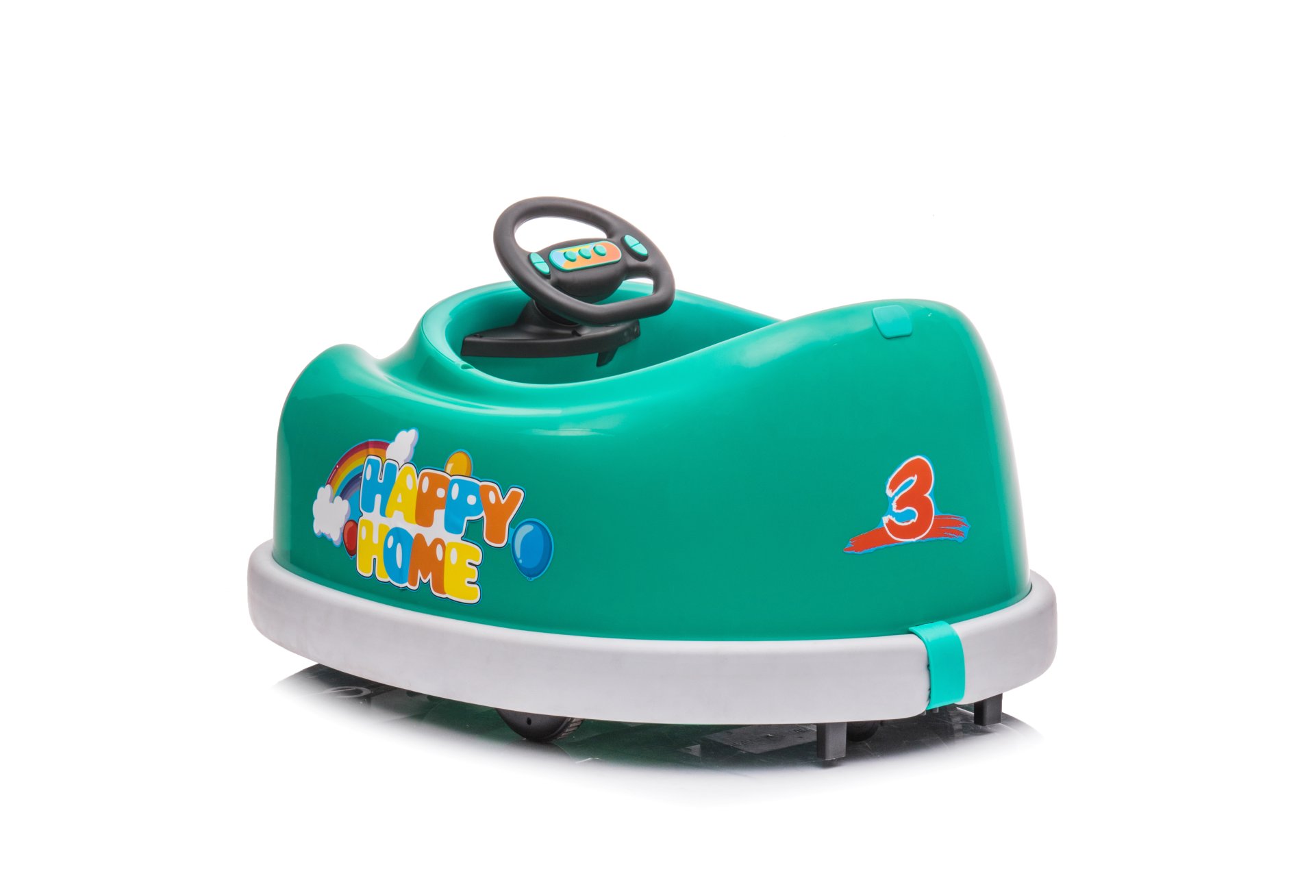Bumper Car For Kids, 12V Dual Drive 1-6 Years Old Children's Electric Car With Pushrod Dinner Plate USB Bt Music Rocking Horse Mode Anti-Collision Bumper Ride On Car - Green - Image 15