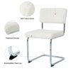 Modern Simple Light Luxury Dining Chair Set With Metal Legs, Teddy Fabric, Bow Design (Set of 4) - White - Image 4