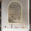 Modern Arched LED Bathroom Mirror With Time And Temperature Display, Anti Fog, Dimmable Light - Black - Image 5