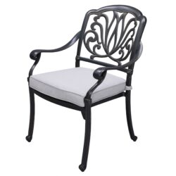 Patio Outdoor Aluminum Dining Armchair With Cushion (Set of 2) - Cast Silver