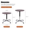 Movable Adjustable Coffee Table 360 Swivel Counter Bar Height Aluminum Star Base Movable For End Table Dining Room Home Kitchen Table - Brown - Image 7