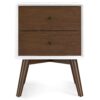 Caroline - Mid-Century Modern Style White Night Stand 2 Drawer - Dark Brown / White - Image 7