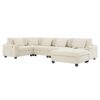 U Shaped Sectional Sofa 6 Seat Couch Set With Oversized Ottoman, Hidden Armrest Storage And Cup Holders USB Charging Ports Wide Seat Sofa - Off White - Image 25