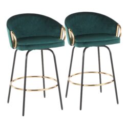 Claire - Contemporary / Glam Counter Stool (Set of 2) - Black / Emerald Green