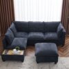 U - Shaped Sectional Sofa Modular Sofa Couch With A Movable Ottoman, A Coffee Table With Hidden Charging Devices For Living Room - Blue - Image 10