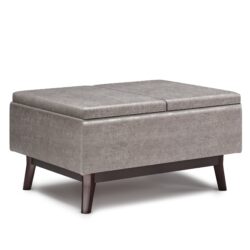 Owen - Tray Top Small Coffee Table Storage Ottoman - Distressed Gray