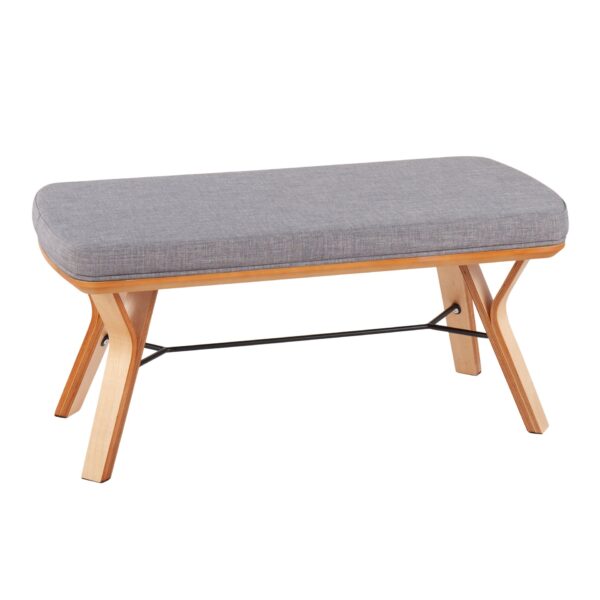 Folia - Mid-Century Modern Bench - Natural / Light Gray