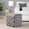 Square Braided Ottoman - Dark Gray - Image 5