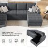 U-Shaped Sofa Sectional Sofa Pull-Out Sofa Bed With A Storage Chaise Lounge, Charging Devices For Living Room - Gray - Image 6