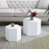Hexahedron Coffee Tables For Living Room, Office, Bedroom (Set of 2) - White - Image 4
