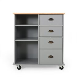 Yohaan - Contemporary Kitchen Cart With Wheels - Gray