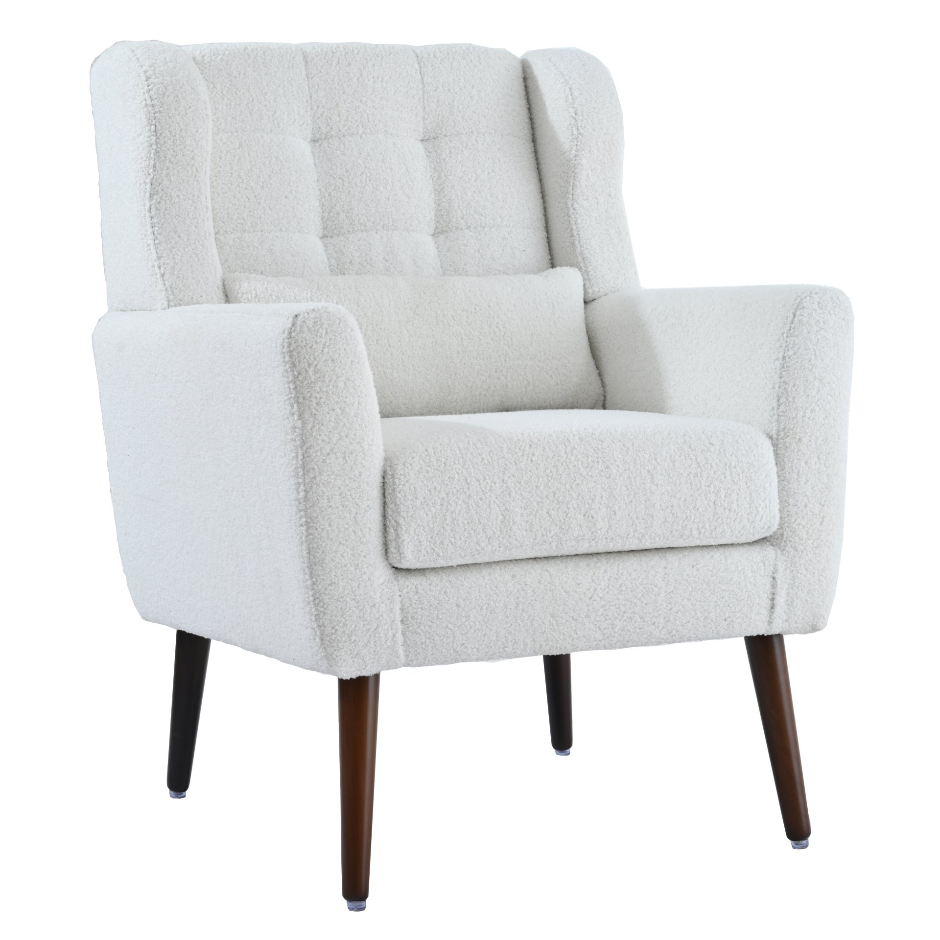 Modern Accent Chair, Teddy Fabric Living Room Chairs Comfy Reading Chair, Mid Century Accent Chair, Lounge Arm Chairs Armchair For Living Room Bedroom - White - Image 10