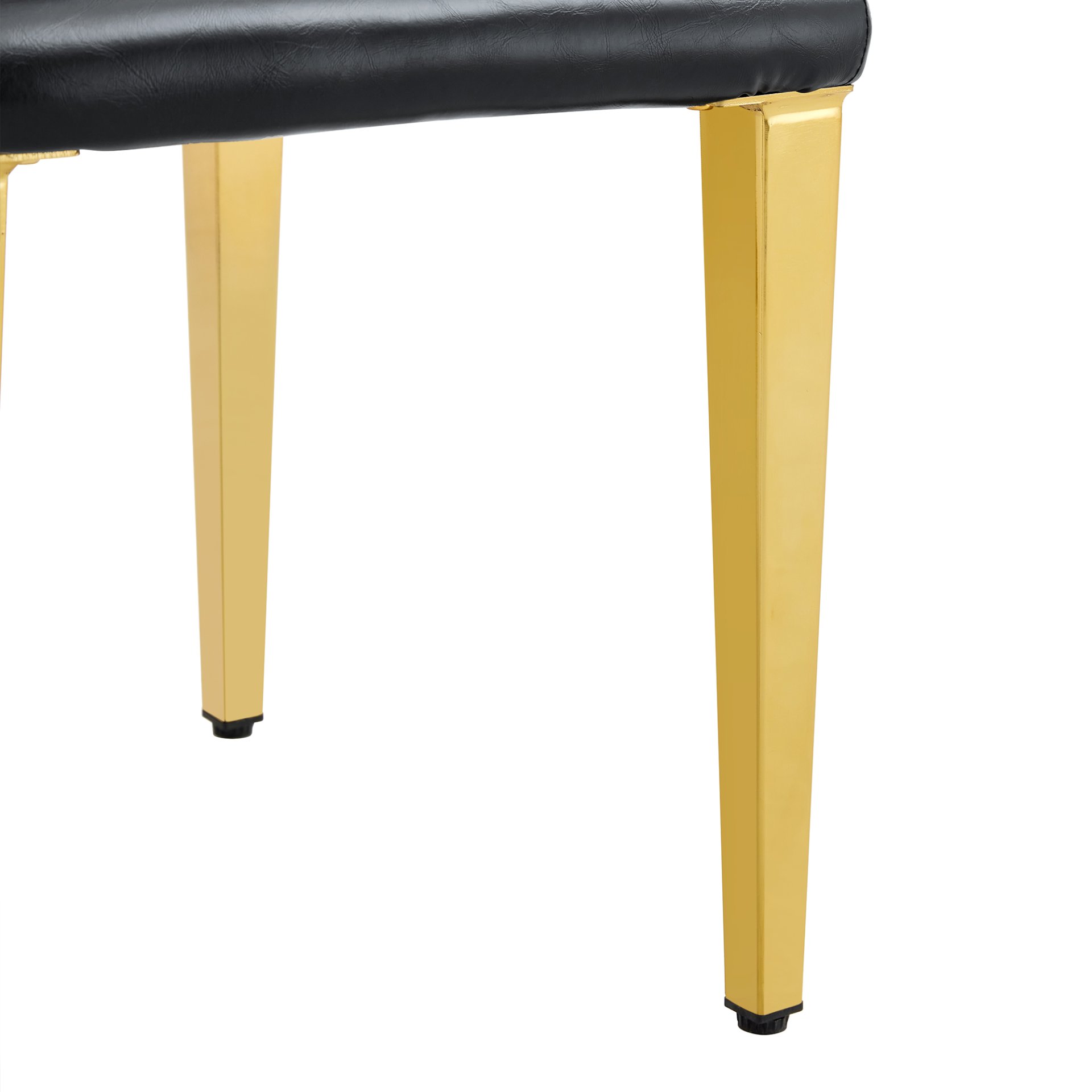 (Set of 4) Backrest Chairs With Gold Metal Legs A Perfect Pairing, Ideal For Minimalist And Modern Home Decor Styles - Black / Gold - Image 11