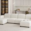 Velvet Modular Sectional Sofa, U Shaped Reversible Couch Set, Free Combination, 6 Seat Sleeper Cloud Sofa Bed With Ottoman, Convertible Oversized Indoor Furniture Pieces - Beige - Image 17