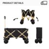 Aluminum Alloy Folding Wagon, Heavy Duty Utility Beach Wagon Cart For Sand With Big Wheels, Adjustable Handle & Drink Holders For Shopping, Camping, Garden And Outdoor - Black - Image 13