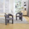 Contemporary Designed Teddy Velvet Upholstered Accent / Dining Chair With Armrest Teddy Fabric, (Set of 2) - Gray - Image 4