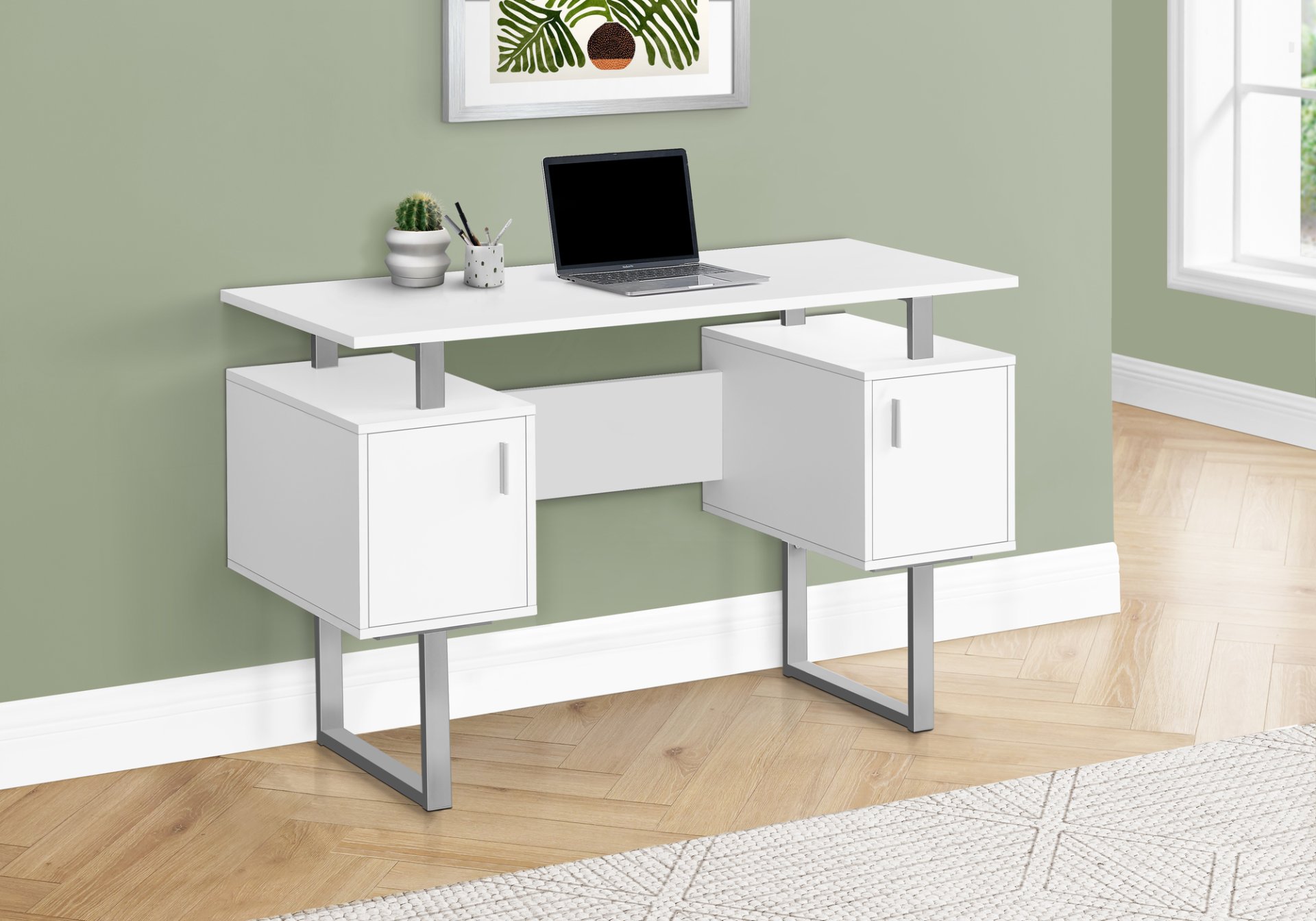Computer Desk, Home Office, Laptop, Storage, Work, Contemporary, Modern - White - Image 4