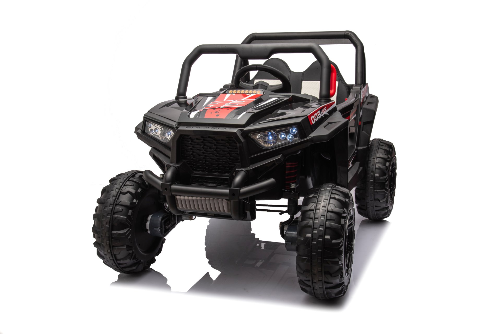 12V7A*1 30W*4 Four-Wheel Drive Leather Seat One Button Start, Forward And Backward, High And Low Speed, Music, Front Light, Power Display, Two Doors Can Open, 2.4G R / C, Seat Belt Four Wheel Absorber - Black - Image 4