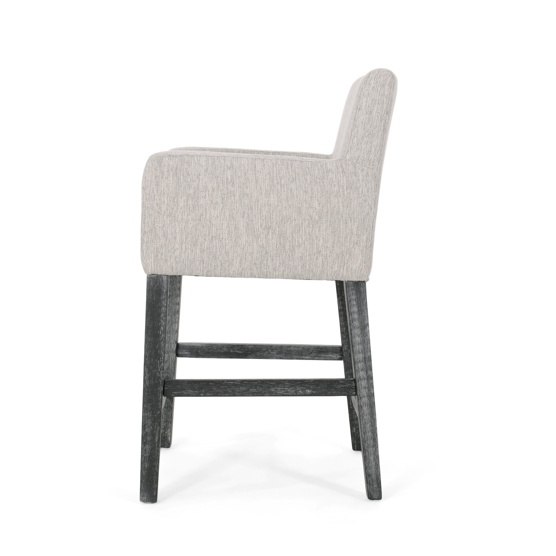 Charmed Upholstered Counter Stool With H Frame Base And Round Arms - Light Gray - Image 6