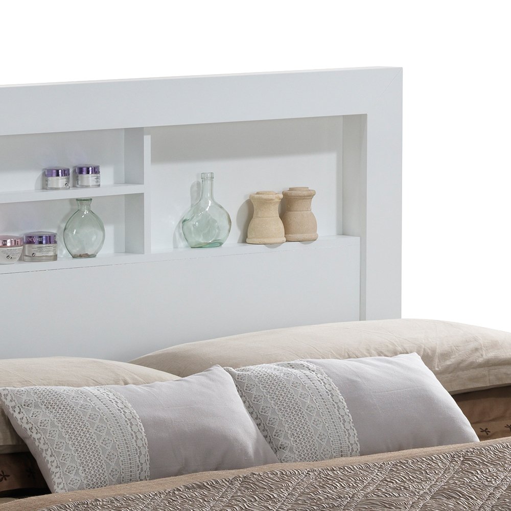 Queen Bed Stylish Transitional - White - Image 3