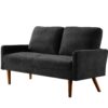Loveseat Sofa, European Style With Sleek Design, Modern & Vintage Flair, Upholstered 2 Seater Couch - Black - Image 2
