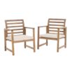Outdoor Acacia Wood Club Chairs, 2 Pieces Set - Natural Stained / White - Image 5