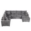 Sectional Sofa Pull-Out Sofa Bed Sleeper With A Storage Ottoman, Three Pillows And Charging Devices For Living Room - Gray - Image 10