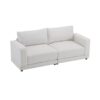 Modern Square Arm Sofa With Soft Fabric Upholstery, Deep Cushions, Sturdy Wooden Legs - White - Image 8