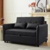 Convertible Sleeper Bed, Adjustable Oversized Armchair With 3 USB Ports For Small Space - Black - Image 10