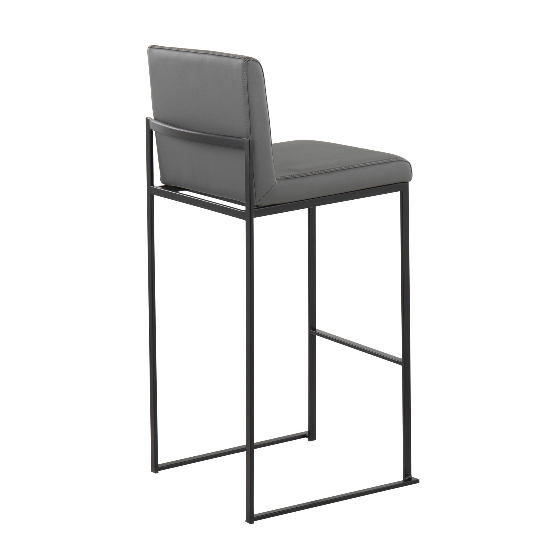 Fuji - Contemporary High Back Barstool (Set of 2) - Gray / Black - Image 4