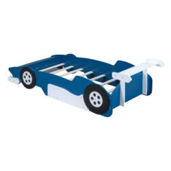 Twin Size Race Car-Shaped Platform Bed With Wheels - Blue