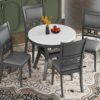 5 Piece Dining Round Table Set With One Faux Marble Top Dining Table And Four Pu-Leather Chairs - Gray - Image 10