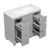Contemporary Bathroom Vanity Cabinet, 4 Drawers & 1 Cabinet Door, Multipurpose Storage, Resin Integrated Sink, Adjustable Shelves, Solid Wood Frame With MDF - Gray - Image 13