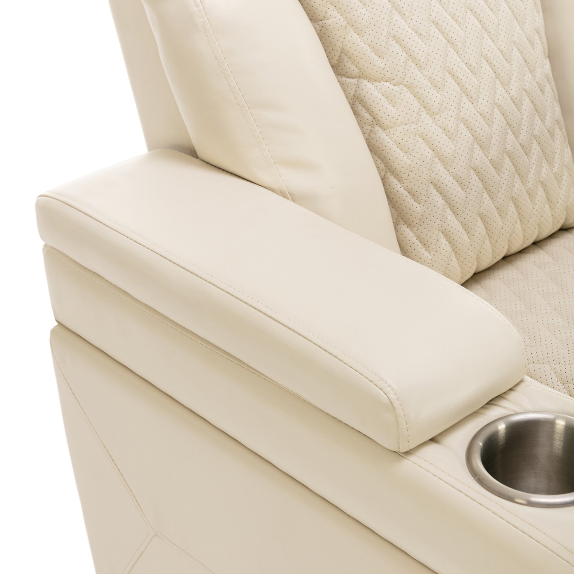 Home Theater Recliner With 270 Degree Swivel, Power Recliner With Tray Table, Phone Holder, Cup Holder, USB Port - White - Image 25