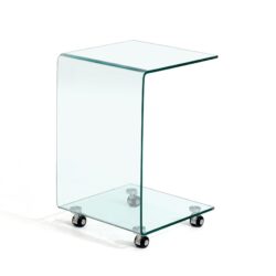 Tempered Clear Bent Glass Side Table End Table For Living Room, Small Sofa Table - Transparent