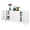 4 Door Sideboard Storage Cabinet With Door Shelf For Living Room And Dining Room, 2 Large Cabinets With Adjustable Shelf - White - Image 9