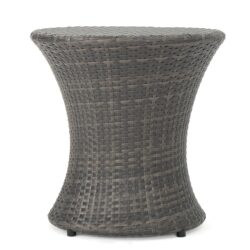 Thrive - Hourglass Rattan Table With No Glass Top - Gray