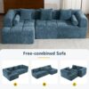 Sectional Sofa Full Compressed Sofa Modular Sofa Couch Free Combined Sofa With Deep Seating And 2 Side Pockets For Living Room - Blue - Image 6