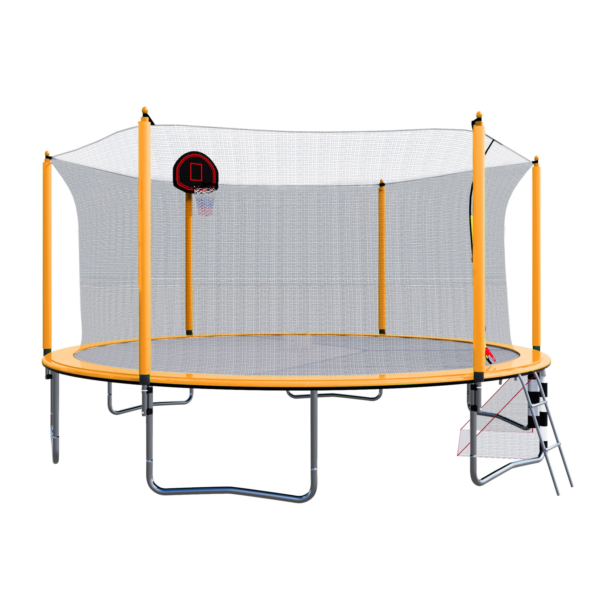16Ft Trampoline With Basketball Hoop Pump And Ladder (Inner Safety Enclosure) With Soccer Goal - Orange - Image 12