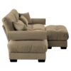 Modern 2 Seater Sofa With Ottoman Round Bolster Armrests Waist & Throw Pillows - Camel - Image 13