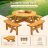 8 Person Wooden Picnic Table, Outdoor Camping Dining Table With Seat, Garden, Diy With 4 Built-In Benches, 2220Lb Capacity - Natural - Image 5