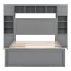 Full Size Bed With All In One Cabinet, Shelf And Sockets, Twin Size Trundle - Gray - Image 4