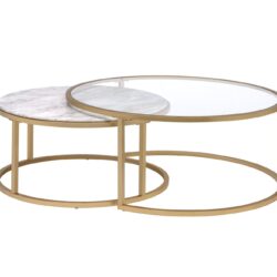 Shanish - Engineered Stone Top Nesting Table Set - Gold