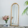 Wood Floor Mirror, Full Body Mirror Dressing Make Up Mirror For Bathroom Bedroom Living Room - Gold - Image 6