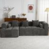 Sectional Sofa Full Compressed Sofa Modular Sofa Couch Free Combined Sofa With Deep Seating And 2 Side Pockets For Living Room - Gray - Image 10