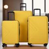 3 Piece Luggage Sets Lightweight Suitcase With Two Hooks, Spinner Wheels, Tsa Lock, (20/24/28) - Yellow - Image 2