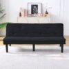 Stylish Corduroy Sofa Bed With Convertible Design - Black - Image 4